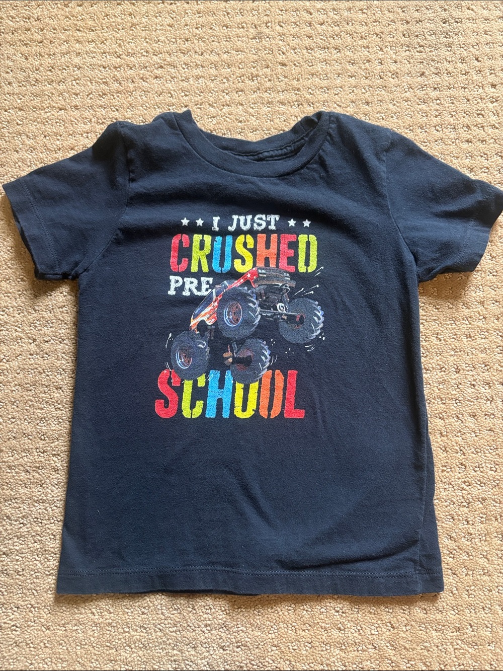 Navy Kids 'I Just Crushed Pre-School' Monster Truck Tee